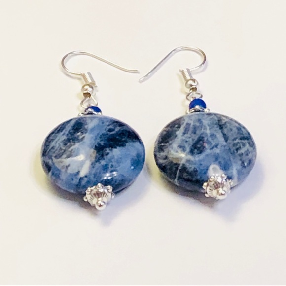 Sodalite Earrings in Sterling Silver - Picture 2 of 7